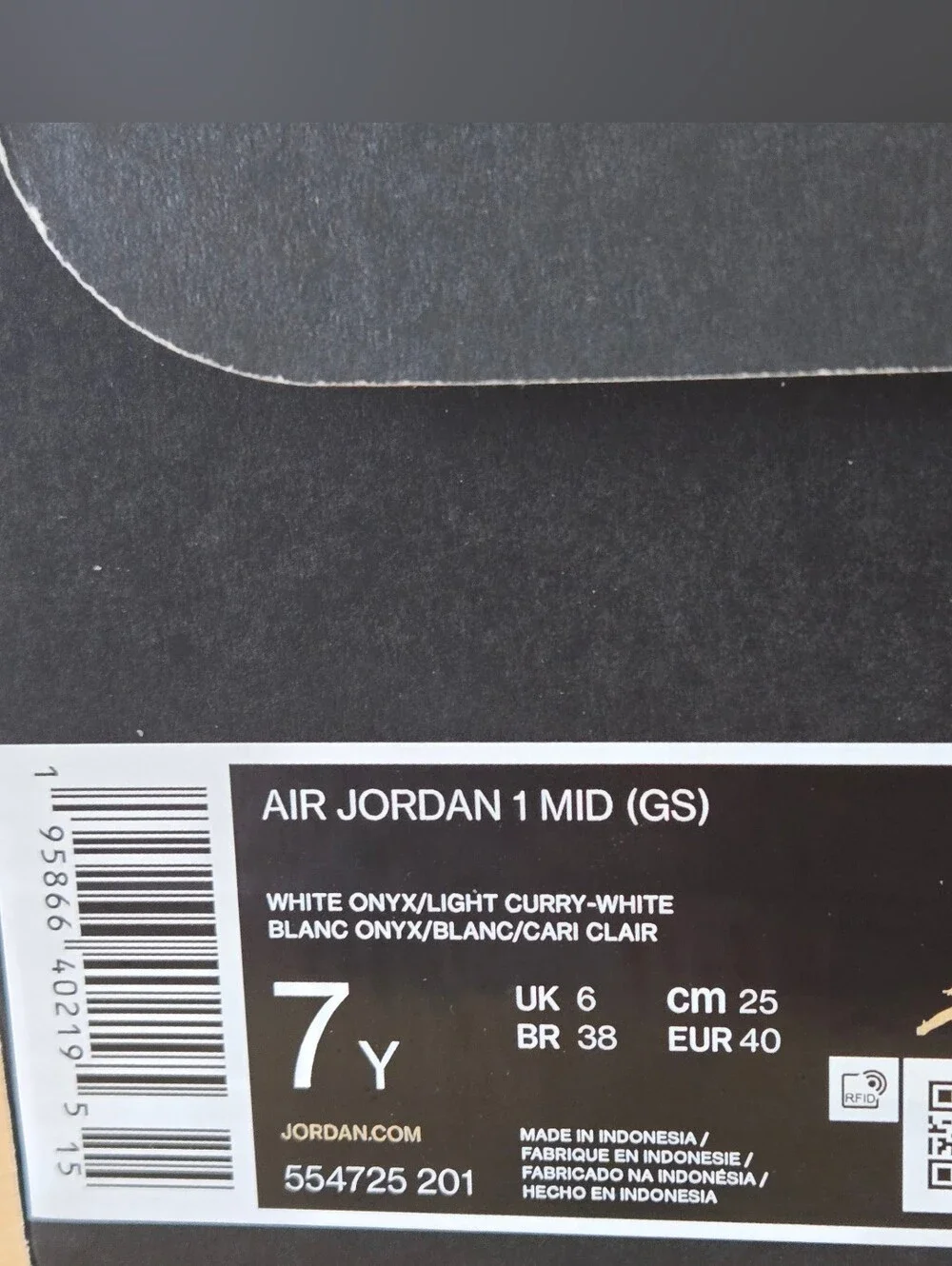 Air Jordan 1 Mid GS Light Curry‎ Cardinal Res size 7Y Women size 8.5 554725-201